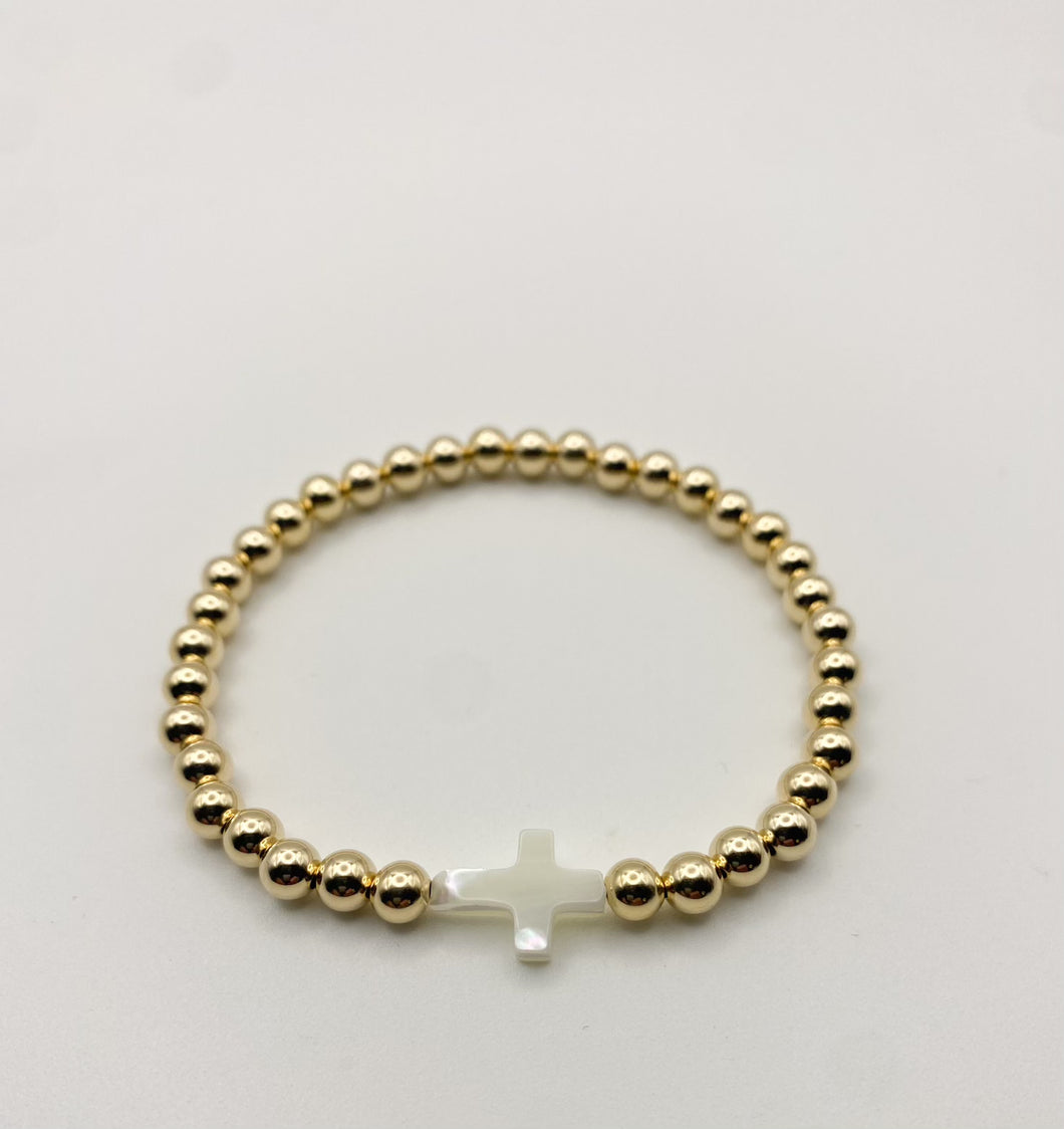 Mother of Pearl Cross Bracelet