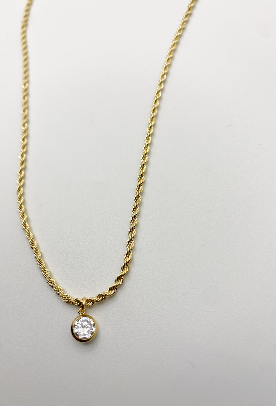 Elevated Rope Chain Necklace with Gem