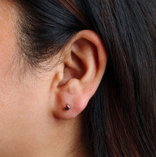 Load image into Gallery viewer, 4mm Deep Red CZ Stud Earrings
