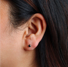 Load image into Gallery viewer, 4mm Black CZ Stud Earrings
