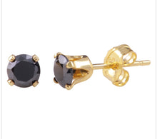 Load image into Gallery viewer, 4mm Black CZ Stud Earrings

