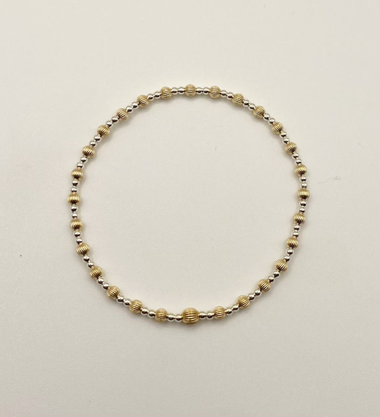 Corrugated gold with silver bracelet