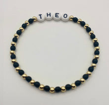 Load image into Gallery viewer, 4mm Black and Gold Name Bracelet
