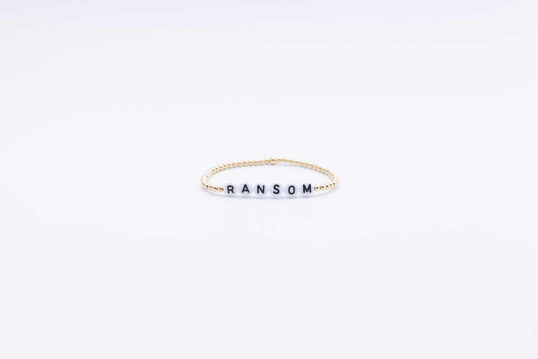 14K Gold Filled Custom Name Bracelet -WHITE BEADS