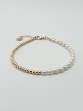 Load image into Gallery viewer, 50/50 3MM BEAD AND FRESHWATER PEARL ANKLET
