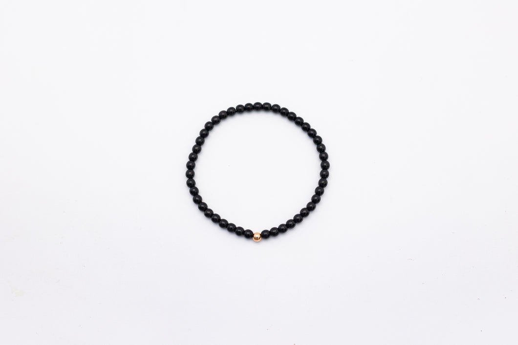 4MM MATTE BLACK CZECH BEAD BRACELET