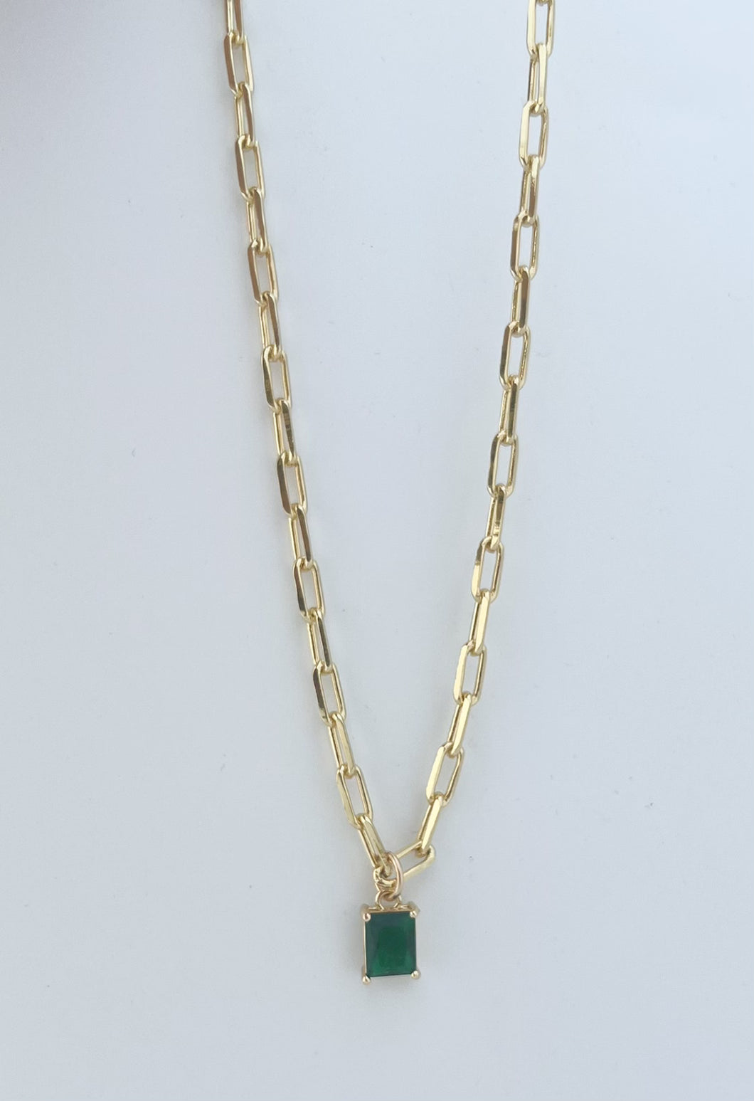 Paperclip Necklace with Gem