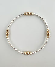 Load image into Gallery viewer, 3mm silver with 14k gold pattern bracelet

